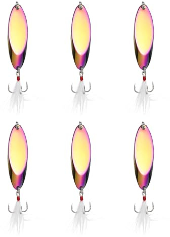 YELARXI Fishing Spoons Lures Metal Saltwater Treble Trout Lures Jigging Spoon with Treble Hooks Spinner Baits for Freshwater
