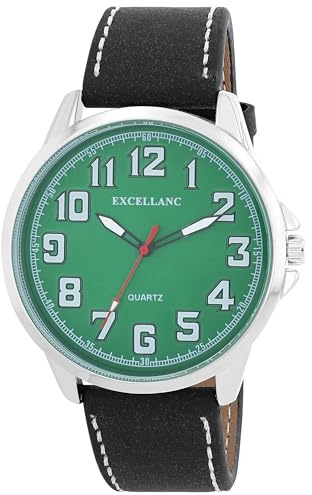 Excellanc Herren Armbanduhr aus Kunstleder in Schwarz, in Einer Länge von 25.5 cm, Klassisches Design für jeden Mann