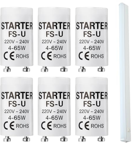 Quvxzy 6 Stück FS-U Starter Leuchtstoffröhre 4-65W, 220-240V Ersatz für Leuchtstofflampen & Neonröhre, kompatibel mit Aquarienbeleuchtung und UV-Licht