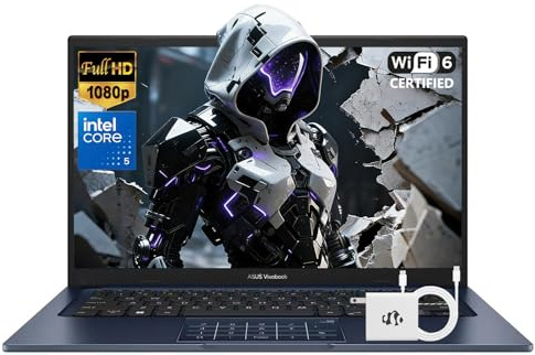 ASUS Vivobook 14 Inch Business Laptop, Intel 10-Core 5 120U(Beat i7-1335U, Up to 5GHz), 8GB RAM 256GB SSD, Laptop for College Students Study-Home with FHD IPS Display, Privacy Webcam, Wi-Fi 6, Win 11