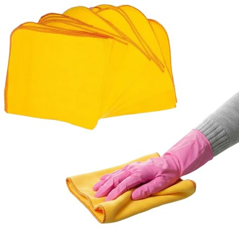 Jumboo Yellow Dusters, Thick and Soft Washable Reusable Cotton Cleaning Cloth, Ideal for Window Kitchen Dusting Polishing Glass Office and Home (4)
