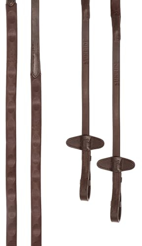 SUNRIDE Kris Magna® Gummizügel für Pferde (ProControl) - ergonomische Griffvertiefungen - handgefertigt - Echtleder - rutschfest - mit Zaumhaken und Martingalstopper (braun, Pony)