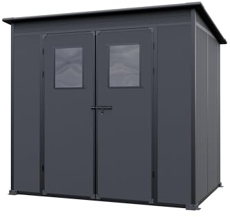 GFP Primeyard Kunststoffgerätehaus Gartenhaus 213x145x199 cm Geräteschuppen Gerätehaus anthrazit inkl. Bodenplatte
