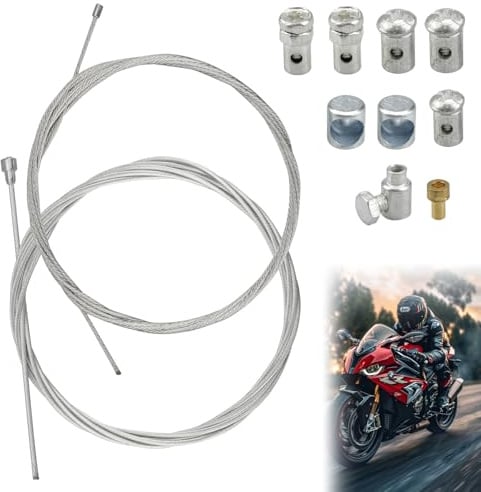 2 Stück 2m Bowdenzug Fahrrad Schaltung,Motorrad Universal Seilzug | Universal Reparaturset,Motorrad Notgaskabel Gaszug Reparatursatz,Mit 9x Nippel Schaltzug Kupplungszug Für Fahrrad Roller Mofa