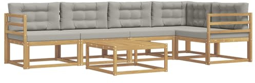 vidaXL Outdoor-Sofagarnitur 6 pcs Weiß und Hellgrau 79 x 79 x 37 cm, Modernes Gartenmöbelset, wetterfestes Sofa, schicke Sitzgruppe, langlebige Liege fürs Poolside