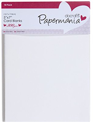Papermania 5 x 7-inch 300 gsm Card Blanks and Envelopes, Pack of 10, White