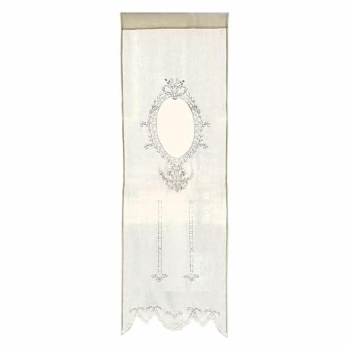 Loberon Gardine Loiret, Creme | romantisch verspielter Look - mit verlaufendem Hohlsaum - mit wertvoller Medaillon-Stickerei - Vorhang - Fernsterdekoration