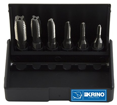 KRINO 19020210 Set 6 Pezzi Maschi HSS con Attacco Esagonale 1/4 per Acciaio e Metalli