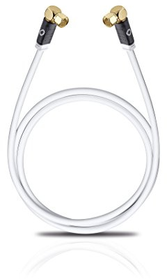 Oehlbach Transmission Edge S - OFC Sat-Kabel, Antennenkabel für Satellit und Sky Receiver - F-Stecker m/m, abgewinkelt, DVB-S/S2, HDTV, 4k UHD - 7,5m weiß