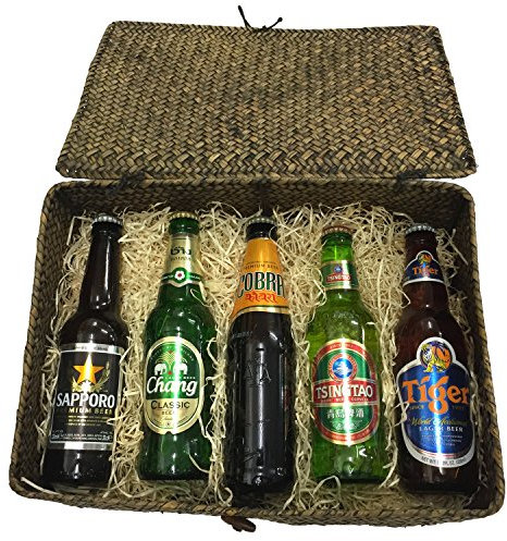 Asiafoodland - Bier Geschenkkorb Supreme - 5 Flaschen aus 5 Ländern