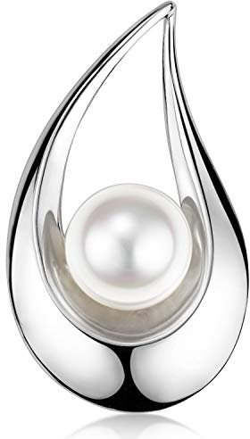 MATERIA Damen Anhänger Silber 925 mit Perle aus Süßwasserzucht rhodiniert geschwungen mit Box KA-26_Ohne Kette