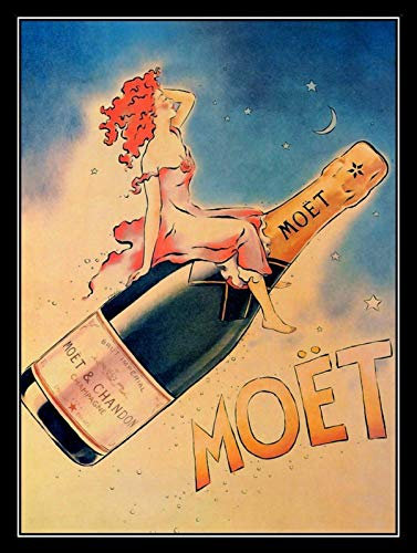 Lotusworld Moet and Chandon, Retro-Metallschild, Pub, Bar, Männerhöhle, 20,3 x 30,5 cm