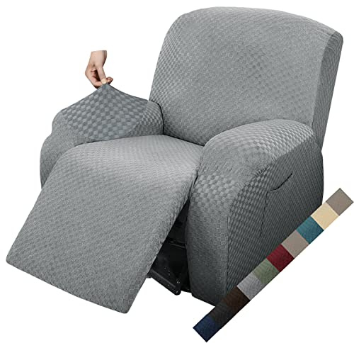 MAXIJIN Funda de Sofá Reclinable de 1 Plaza, Protección de Sofá Extensible, Fundas, Funda de sillón (Gris Claro)