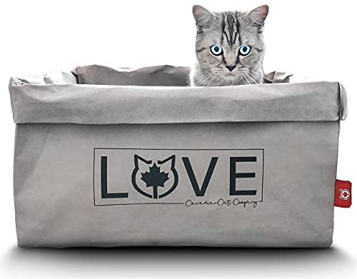 CanadianCat Company | Katzenbett 45 x 35 x 35 cm - Kuschelbett, Bettchen für alle Katzen die Pappe und Papier lieben