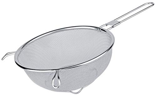 Space Home - Colador de Cocina de Malla Fina con Patas - Escurridor de Acero Inoxidable con Mango - Colador para Drenar Pasta, Verduras, Frutas y Arroz - Escurridor Pasta - Colador de Metal - 18 cm