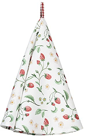 Clayre & Eef WIS48 Küchentuch Geschirrtuch Erdbeere Strawberry Weiss Rot Rund 80 cm
