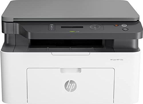 HP Laserjet 135a 4ZB82A, Multifunktionsdrucker A4, Vorder- und Rückseite Manueller Druck in b/n, 20 ppm, nur USB, 2-zeiliges LCD-Display, Weiß