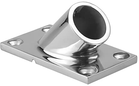 9Tong Schwerer Stahl Flansch Sockel Schiene Edelstahl Flansche aus Edelstahl Rohr Rechteckiges Schienenbeschläge für Boote Stütze Flansch Sockel Handlauf Yacht SUS316 45 Grad für 22mm Rohr