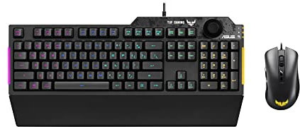 ASUS TUF Gaming Combo K1 + M3 Kit Tastiera e Mouse USB, Tasti Programmabili, Switch in Membrana Tattile, 7000 dpi, Resistente all’Acqua, Illuminazione RGB, Aura Sync e Armoury Crate