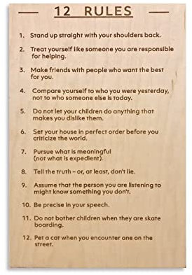 Jordan Peterson 12 Rules for Life Motivierende inspirierende Zitate Poster Heimdekoration Poster Wandkunst Schlafzimmer Dekorative Raum Ästhetik 50 x 75 cm