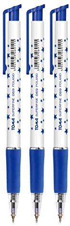 TOMA Kugelschreiber Set 3 Stück Blau - Klassischer Kuli mit Fineliner Eigenschaften - Automatischer Stifte mit Dünn Spitze - Kulischreiber
