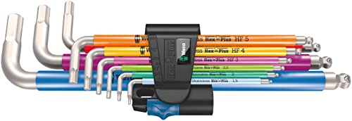 Wera - 05022699001 - Winkelschlüssel Satz, 3950/9 Hex-Plus Multicolour HF Stainless 1, metrisch, Edelstahl, mit Haltefunktion, 9-teilig