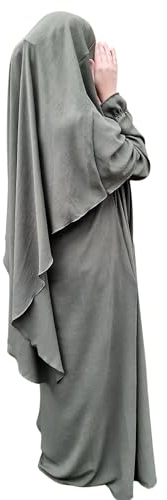 Yaqeen Abaya + Khimar Jazz Diamant Dreieck Schnitt Hijab Muslimah Schal Jilbab Muslim Maxi Kleid Gebet Kleid, khaki,