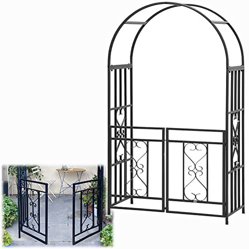 LYAH Rosenbogen Torbogen Rankgitter Rankhilfe Gartentor Aus Metall, Eingang Bogen Mit Tor, Rosengestell Pergola Spalier Für Kletterpflanzen, Gehweg Weg Rasen Hinterhof Hochzeit Elegante Dekorationen