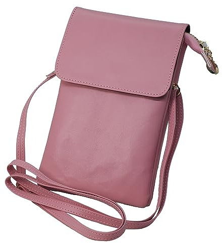 BAWAKO Damen Umhängetasche PU Leder, schicke Schultertasche mit Reißverschluss Damen und Mädchen, tragbar kleine Handtasche (Pink)
