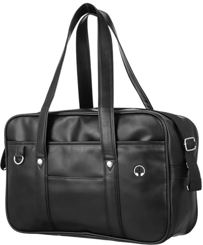 Mikikit Japanische Uniformtasche Damen Pu Schultertasche Wasserdichte Umhängetasche Große Kapazität Laptop Tasche Für Arbeit Schule Alltag