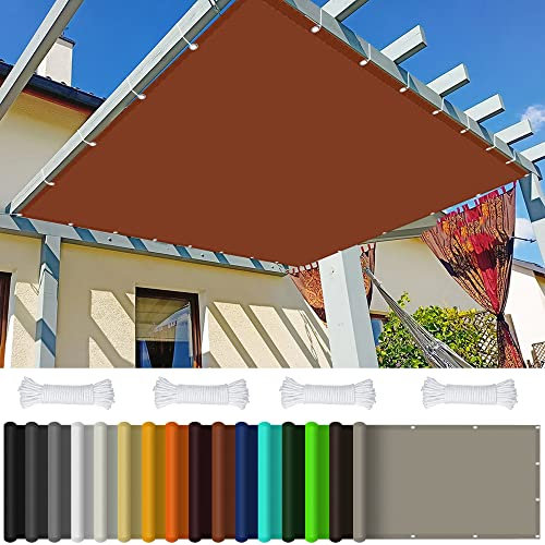 Voile d'ombrage Auvent Rectangulaire UV 1.8 x 2.2 m Voile d'ombrage sur Mesure Toile protectrice Solaire pour Jardin Terrasse Camping Fête Piscine, avec Corde, Rouge Rouille