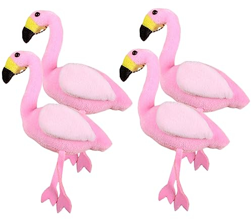 ABOOFAN 4 Stück Flamingo-anhänger Plüsch Aniaml Keychain Anh?nger Rucksack Keychain Charme Schlüsselanhänger Für Rucksäcke Tasche Keychain Geschenk Liebhaber Wagen Pp Baumwolle Plüschpuppe