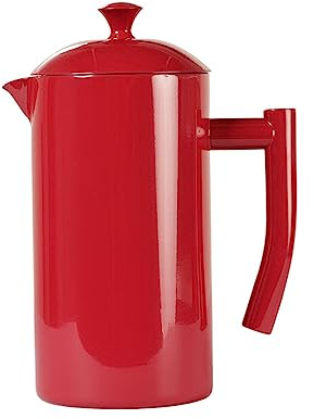 Frieling Insulated Double-Walled Stainless Steel French Press Coffee Maker - 34 fl oz, Red - Camping Coffee Press