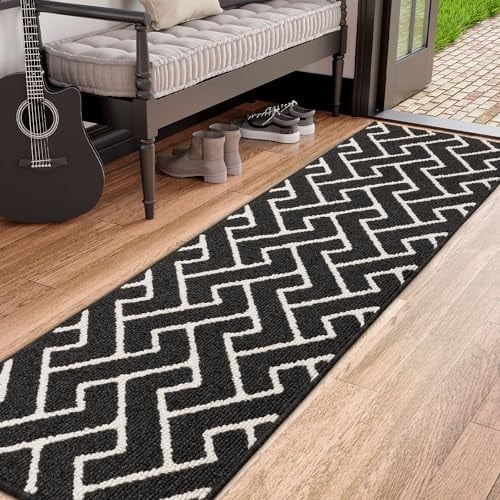 Biscpro Indoor Door Mats,60x200cm Door Mat Non Slip Backing,Dirt Trapper Mat Absorbent Non-Slip Doormat for Entrance,Inside,Kitchen,Front Back Door,Pets and Garden-Dark Gray