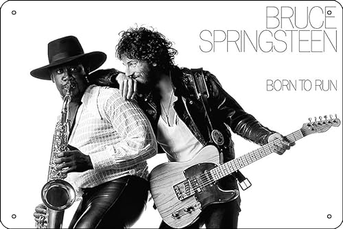Springsteens Born To Run Schwarz-Weiß-Poster Metall-Blechschild, 30,5 x 20,3 cm, lustige Männerhöhle, Heimbüro, Bar-Dekoration