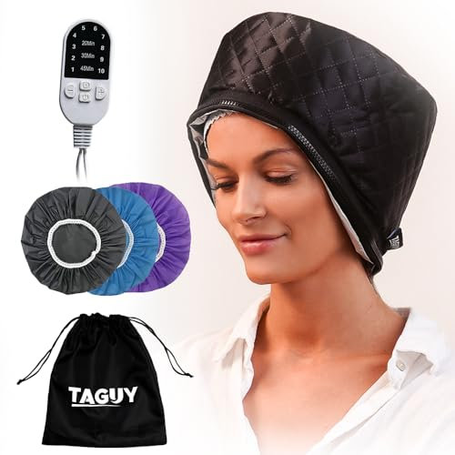 TAGUY | Casque chauffant cheveux | Gagnez du temps et prenez soin de vos cheveux n’importe où | Bonnet chauffant cheveux | Vos soins capillaires à la maison comme en voyage | Garantie 30 jours