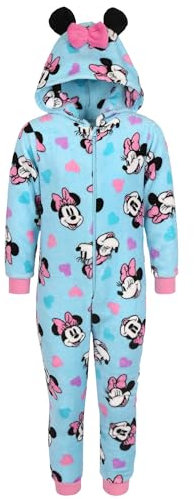 Topolino Minnie Disney Pigiama Intero in Pile Blu, Tutina per Bambini con Cappuccio, Oeko-Tex 5-6 Anni