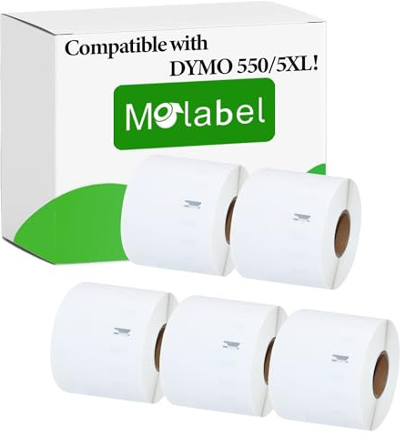 Molabel kompatible Adressetiketten für Dymo S0722430 (99014) – 5 Rollen, je 220 Etiketten – kompatibel mit Dymo LabelWriter 550 Druckern