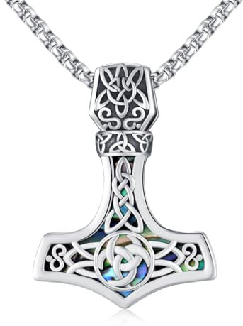 REDSUN Thors Hammer Halskette 925 Sterling Silber Wikinger Thors Hammer Anhänger mit Keltischer Knot Nordischer Retro Wikinger Schmuck Amulett Anhänger Schmuck für Damen Männer