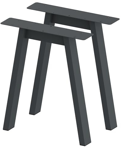 BK Styl 2 Stück Tischbeine Metall Grau A-Form | Tischgestell aus 80x40mm Profilen | Tischkufen Tischfüße Möbelbeine für Schreibtische & Esstische I Stahl Pulverbeschichtet (615x720mm Anthracit)