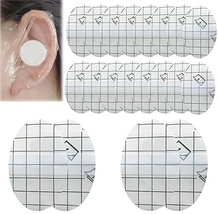 Lot de 100 cache-oreilles transparents imperméables : protection des oreilles avec noyau rond en coton Cache-oreilles jetables, pour la couleur des cheveux douche, protection contre l'usure