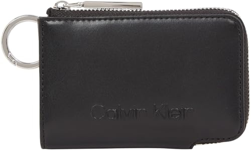 Calvin Klein Porte-Carte Femme Embossed Logo Zip Cardholder avec Fermeture Éclair, Noir (CK Black), Taille Unique