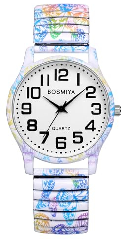 Avaner Uhren Damen Bohemian Stil: Stretchband Armbanduhr mit Großen Arabischen Ziffern Analog Quarzuhr Leicht Ablesbare Uhr für Frauen