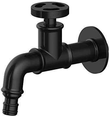 Robinet mural style industriel vintage noir tout matériau en cuivre robinet extérieur d'eau de jardin à ouverture rapide pour salle de bain robinet de machine à laver robinet d'évier rétro à