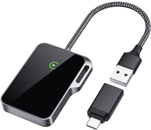 Lourcel 2024 Adaptador Carplay inalámbrico actualizado para Apple iPhone - Convierta Carplay con Cable a inalámbrico para Plug & Play Carplay en automóviles 2015+, iOS 10+, Estable y rápido