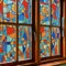 Homease 3D Dekorative Fensterfolie, Buntglas Sichtschutzfolie, UV-Schutz Blickdicht Glasmalerei, Verdickt Glasdekorfolie für Schlafzimmer, Badezimmer, Haustür, Statisch Haftend, 60x180cm