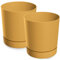 PECZEKO Lot de 2 pots de fleurs mats en plastique - Pot décoratif pour grandes et petites plantes - Diamètre : 30 cm - Moutarde