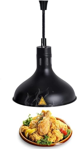 Wärmelampe für Speisen, Wärmelampe für Speisen, Wärmelampe für Speisen, einziehbare, verstellbare Kronleuchter-Heizlampe zum Erwärmen von Speisen (schwarz)