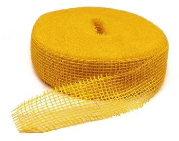 DecoHomeTextil Deco Jute Geschenkband 5 cm x 40 Meter Senfgelb | Eco Friendly Tischband Deko Dekoration Naturfaser