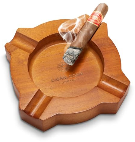 Zigarren-Aschenbecher aus Holz für den Innen- und Außenbereich, quadratisch, Zigarrenzubehör, Zigaretten, Aschenbecher mit 4 langlebigen soliden Schlitzen, Zigarrenhalter, Zigarren-Aschenbecher aus